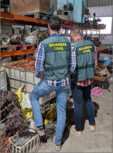 Recuperados 400 kg de cobre robado en Jaén en casetas de riego