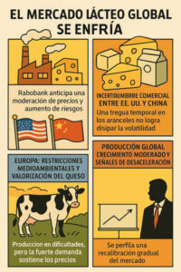 El mercado lácteo global se enfría: Rabobank anticipa moderación de precios y aumento de riesgos