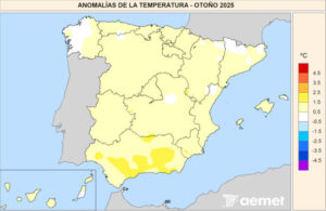 ¿Cómo ha sido el otoño de 2025 en el conjunto de España?